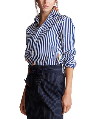 Polo Ralph Lauren - Camisa De Mujer De Rayas Y Estampado