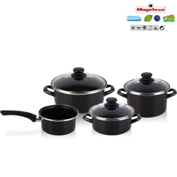 Bateria de cocina 7 piezas, inducción, antiadherente libre de PFOA KENIA negro UNIQUE en oferta