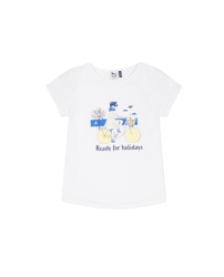 3 Pommes - Camiseta De Niña Blanca Con Dibujo Frontal en oferta