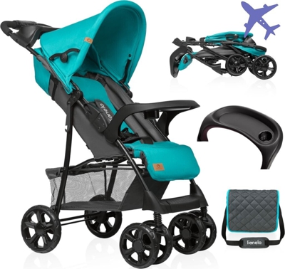 Lionelo Emma Plus - Silla de paseo ligera y moderna, pequeña y plegable, con posición tumbada (piedra)