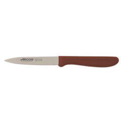 Cuchillo Mondador Arcos Génova 180628 de acero inoxidable Nitrum y mango de Polipropileno COLOR  marrón , hoja de 10 cm con funda hoja y caja expositor en oferta