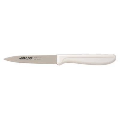 Cuchillo Mondador Arcos Génova 180624 de acero inoxidable Nitrum y mango de Polipropileno COLOR  blanco , hoja de 10 cm con funda hoja y caja expositor