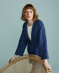 Tintoretto - Kimono De Mujer Cinta Lateral Geométrica Y Cinturón Al Tono en oferta