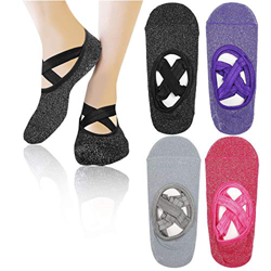 MaoXinTek Calcetines de Yoga 4 Pares Calcetines Antideslizantes Para Yoga Pilates Ballet Barre Mujer 4 Colores en oferta
