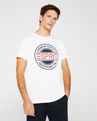 Esprit - Camiseta En Algodón Orgánico De Hombre Blanca De Manga Corta