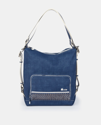 Caminatta - Bolso De Hombro Mediano En Azul Convertible En Mochila precio