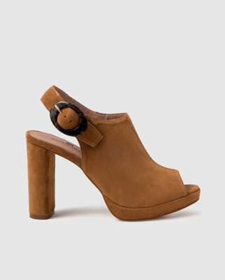 Gloria Ortiz - Sandalias De Tacón De Mujer De Piel En Color Marrón Claro