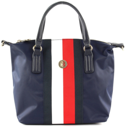 Tommy Hilfiger - Bolso De Mano Pequeño De Nylon En Azul Marino Con Franjas Corporativas en oferta