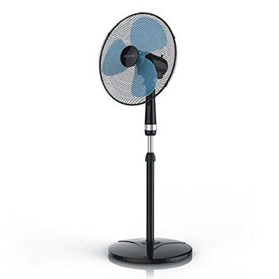 Brandson - 40cm Ventilador de pie - Oscilación Aprox. 85 Grado - 3 Niveles de Potencia - 50 W - Flujo de Aire Elevado - Modelo 2019 - Negro