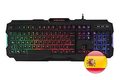 Mars Gaming MRK0 - Teclado gaming para PC (retroiluminación RGB Rainbow, 3 modos de iluminación, chipset gaming, pulsación optimizada, 15 funciones es