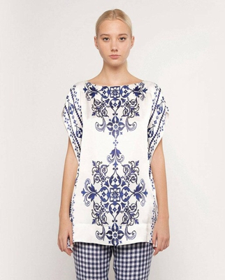 Mirto - Blusa De Mujer Estampada De Seda