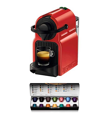 Nespresso Krups Inissia XN1005 - Cafetera monodosis de cápsulas Nespresso, 19 bares, apagado automático, color rojo (Reacondicionado)