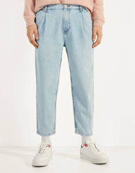 Bershka Jeans Balloon Fit Hombre 44 Azul claro precio