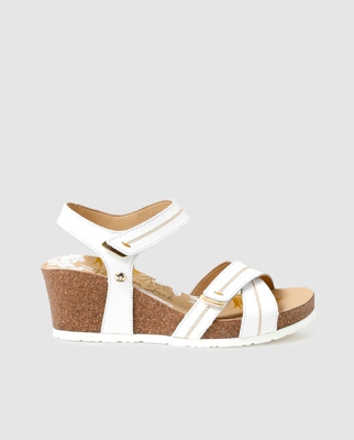 Panama Jack - Sandalias De Cuña De Mujer De Color Blanco Con Velcro