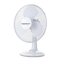 Aigostar Vicki 33JTM - Ventilador de mesa de 2 velocidades, diámetro 23 cm, 25 W, oscilación de 80 grados. Altura 40 cm, ligero 1,73 kg, color blanco. precio