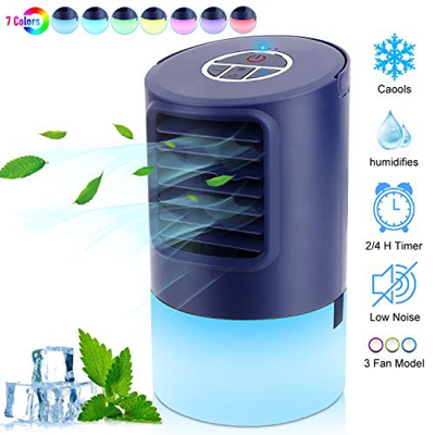 RenFox Aire Acondicionado Portátil Air Cooler Humidificador ，Aire Acondicionado Portátil con Mango Oficina Ventilador de Escritorio Mini Ventilador pa