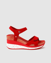 Panama Jack - Sandalias De Cuña De Mujer En Nobuck De Color Rojo en oferta