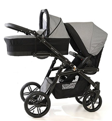 Carro doble niños diferentes edades. 2 sillas + 1 capazo. Onyx Tandem BBtwin cochecito gemelar (gris) en oferta