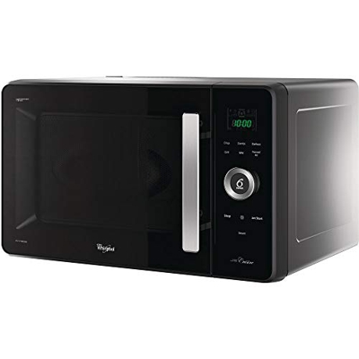 Whirlpool JQ 280 MB - Microondas, termoventilado, instalación libre, con vaporizador, rejilla baja, plato Crisp y asa, 30 L, negro