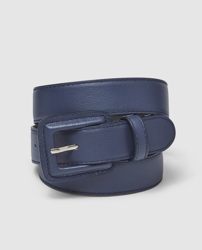 El Corte Inglés - Cinturón De Mujer De Piel En Azul Marino Con Hebilla Forrada en oferta