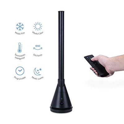 Newteck Ventilador frío Calor Dual 365, Ventilador Sin Aspas, Calefactor Cerámico, Altura 101 cm, Mando a Distancia, Oscilante, Termostato, 9 Niveles,