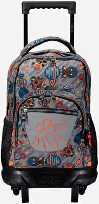 Totto Mochila escolar pequeña ruedas Resma gris