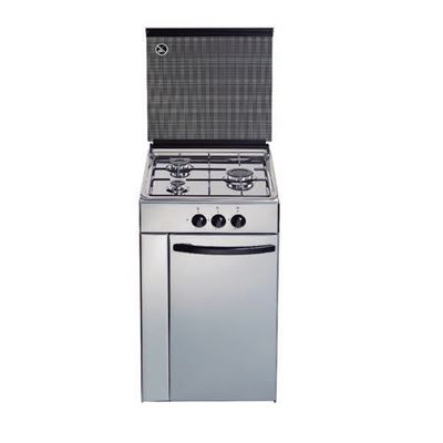 Cocina de gas butano/natural Haltra P3-FX, 3 quemadores, acabado Inox