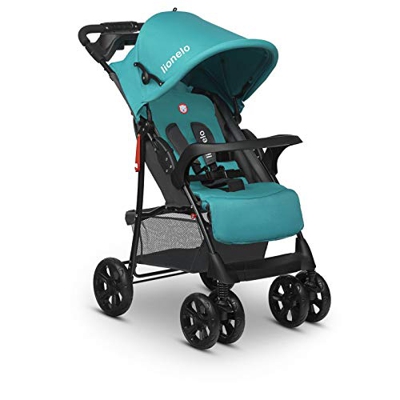 Lionelo Emma Plus - Carrito de bebé ligero y moderno, pequeño, con posición reclinada, plegable (Vivid Turquoise)