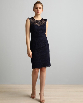 Fórmula Joven - Vestido De Encaje En Azul Marino