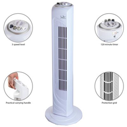 Ventilador de torre Jata VT 3040 - 3 niveles velocidad, oscilante 75º con bloqueo, progamble 120 minutos, altura 77cm en oferta