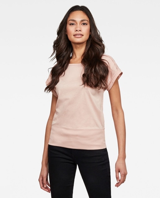 G-Star Raw - Top De Mujer De Cuello Barco Y Manga Corta Con Una Vuelta