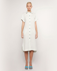 Mirto - Vestido Tipo Camisola De Rayas Lino características