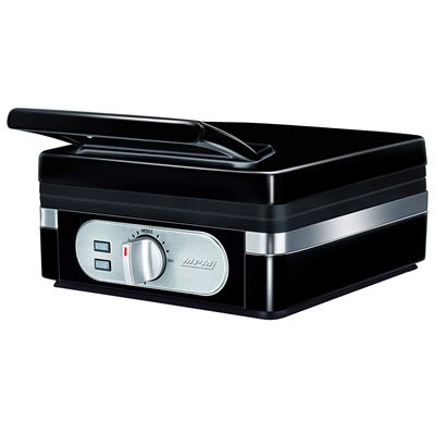 Gofrera Profesional MPM MGO-24 para 2 gofres Belgas gruesos, placas antiadherente, regulador de temperatura, negra, 1400W