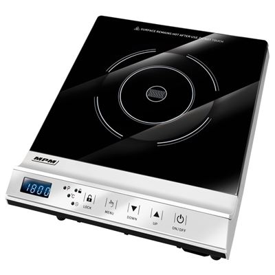 Placa de Inducción MPM MKE-12 portátil, superficie de cristal, 1800 W