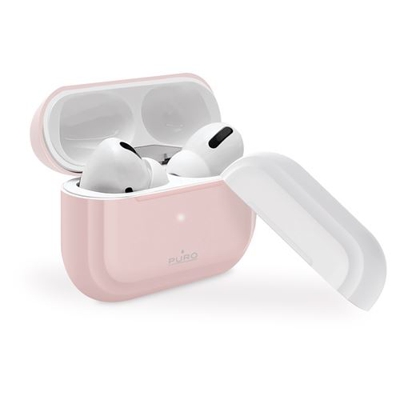 Funda de silicona Puro Rosa + tapa blanco para Apple Airpods Pro