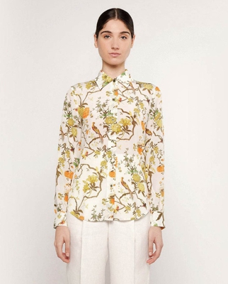 Mirto - Blusa De Mujer Estampada De Seda 100%