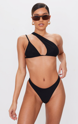 Haut de maillot de bain noir asymétrique à découpes, Noir en oferta