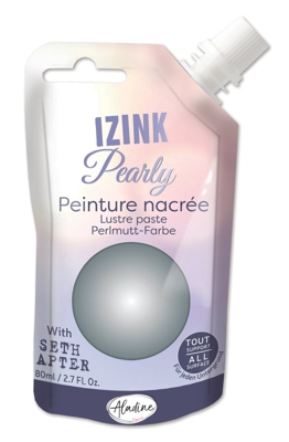 Peinture textile 3D nacrée izink pearly argent - pewter 80 ml