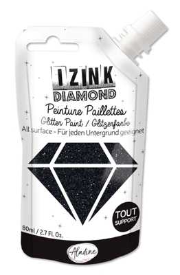 Peinture textile 3D paillettes izink diamond noir 80 ml