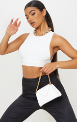 Mini sac enveloppe blanc à anse chaîne dorée, Blanc características