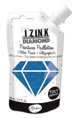 Peinture textile 3D paillettes izink diamond bleu 80 ml