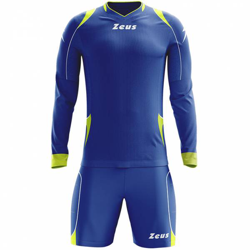 Zeus Paros Ensemble de gardien de but Maillot à manches longues avec short bleu néon jaune precio