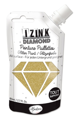 Peinture textile 3D paillettes izink diamond dore 80 ml