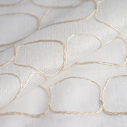 Tissu voilage ivoire brodé de cercles abstraits precio