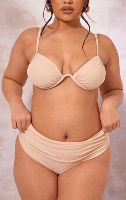 PLT Plus -  Bas de maillot de bain crème à côtés froncés et coutures, Crème