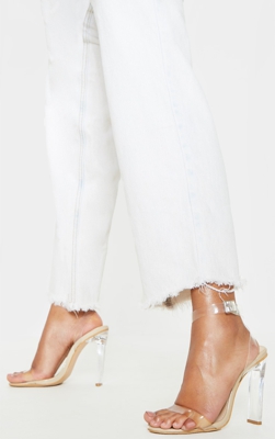 Sandales à bride transparente nude et talon plat, Neutre