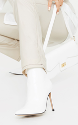 Bottines pointues blanches pointure large à talon et zip, Blanc precio