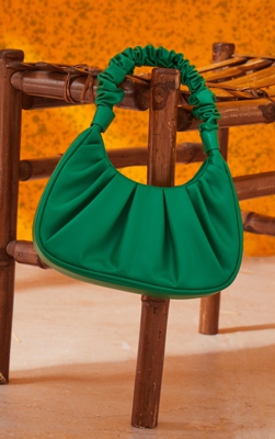 Sac à main vert à anse froncée, Vert