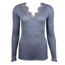 LISE CHARMEL top manches longues décolleté dentelle en laine et soie Sensualité Douceur