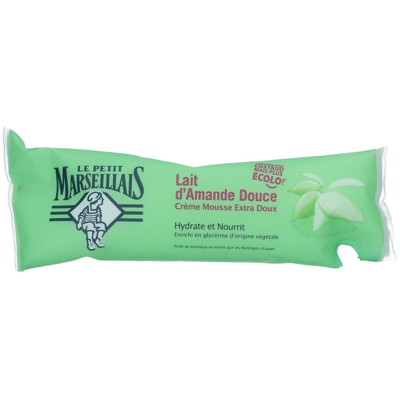 Le Petit Marseillais Savon Crème mousse Lait d'Amande Douce Bio - Action Antibactérienne Eco-recharge